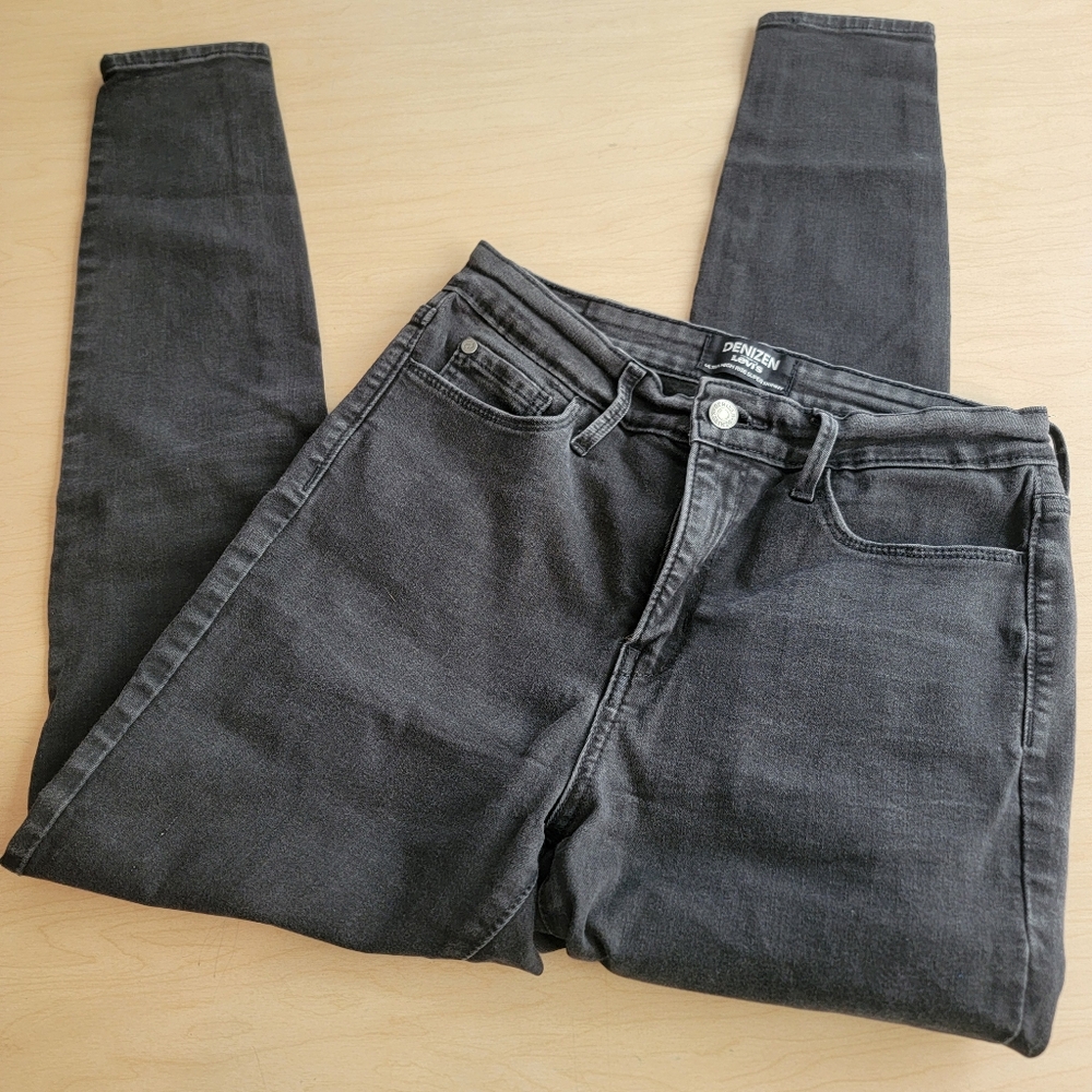 Levi's Denizen Ultra High Rise Super Skinny Dark Gray Denim Women's Jeans W29 8